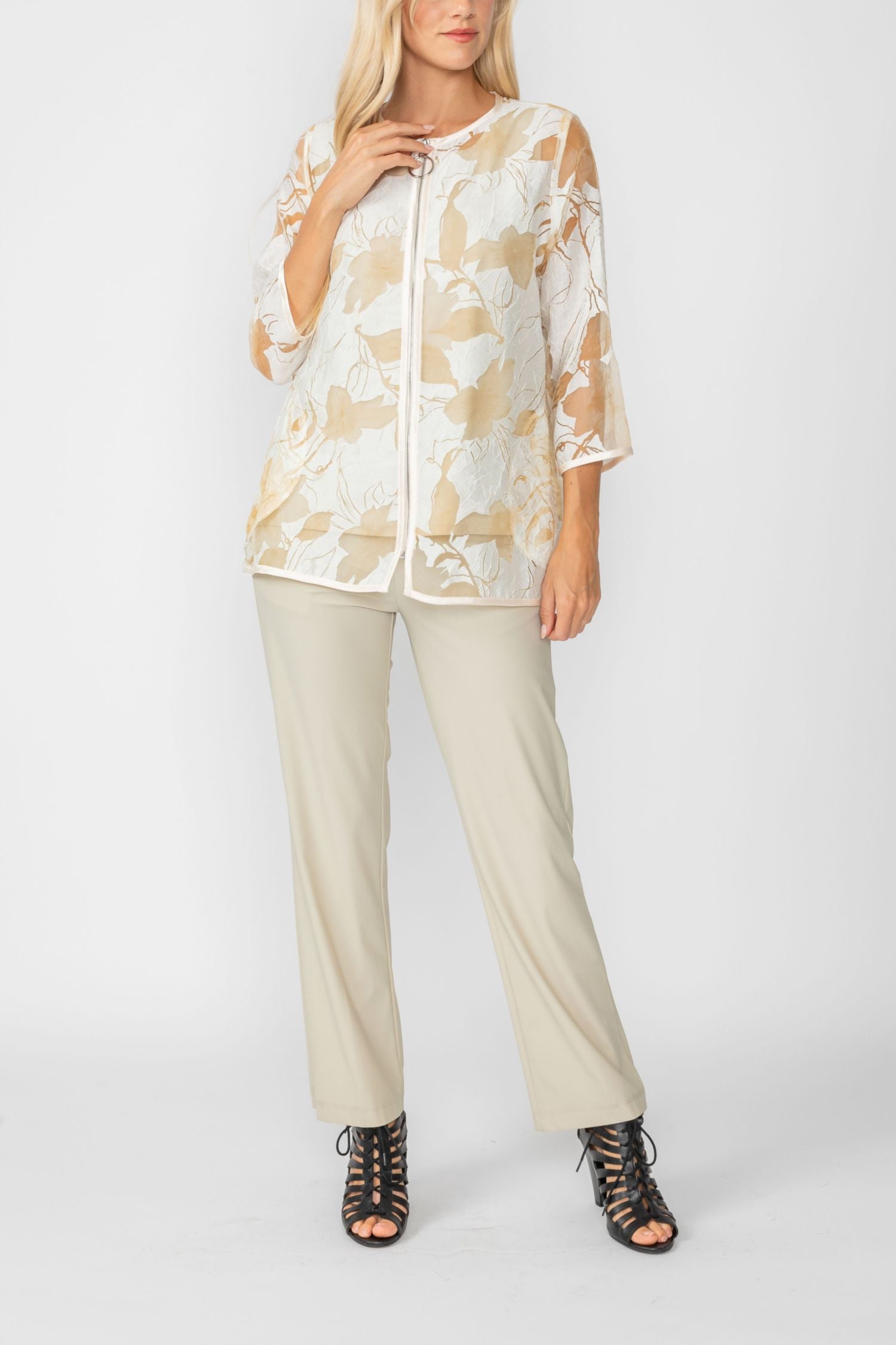 Beige Blossom Burnout Jacket