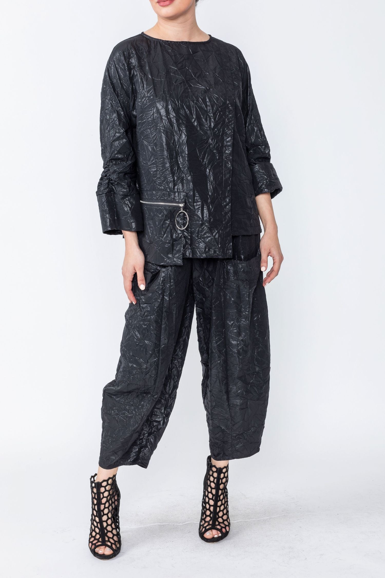 Black Crop Tunic W/ Tie Detail