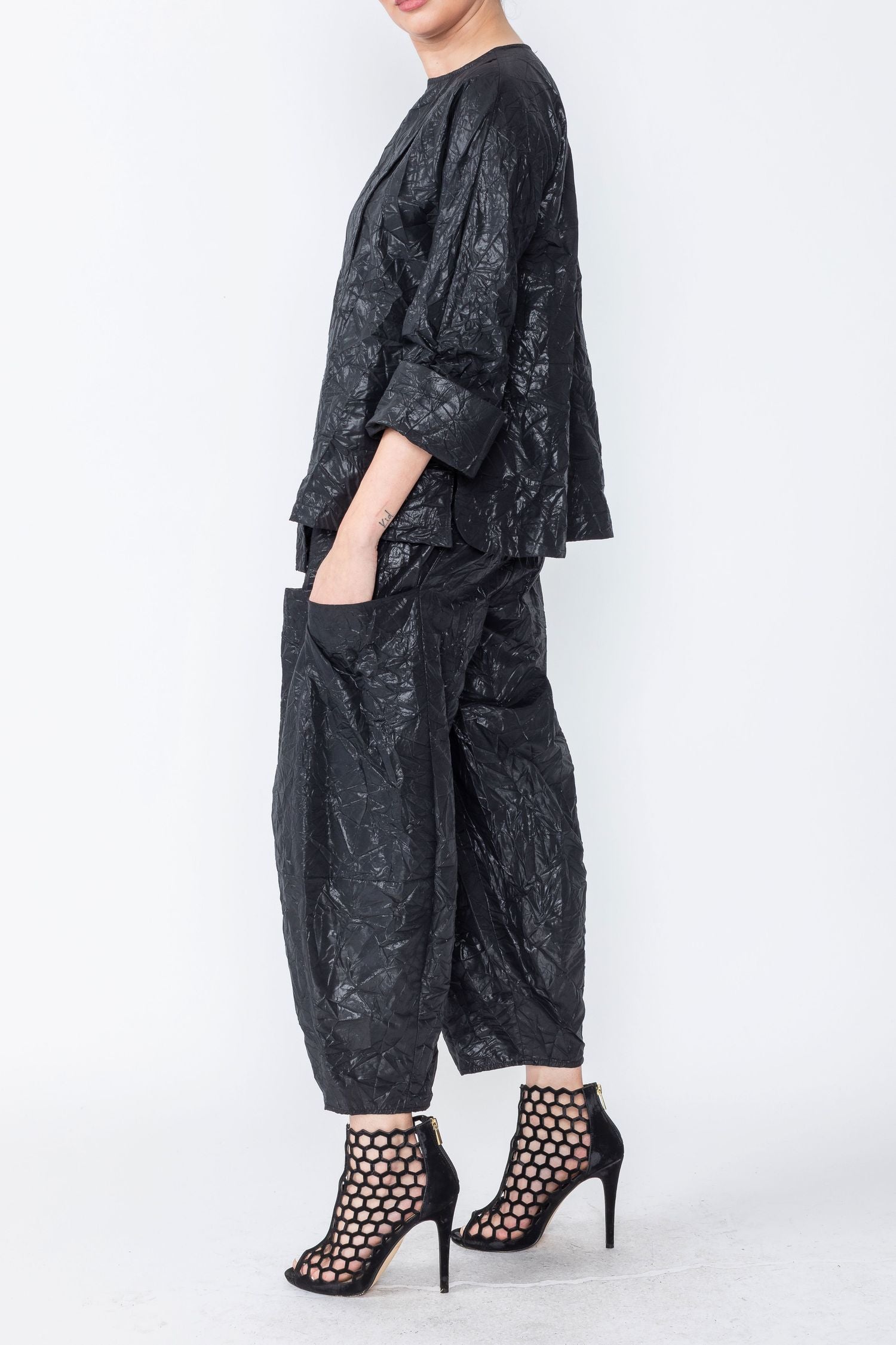 Black Crop Tunic W/ Tie Detail