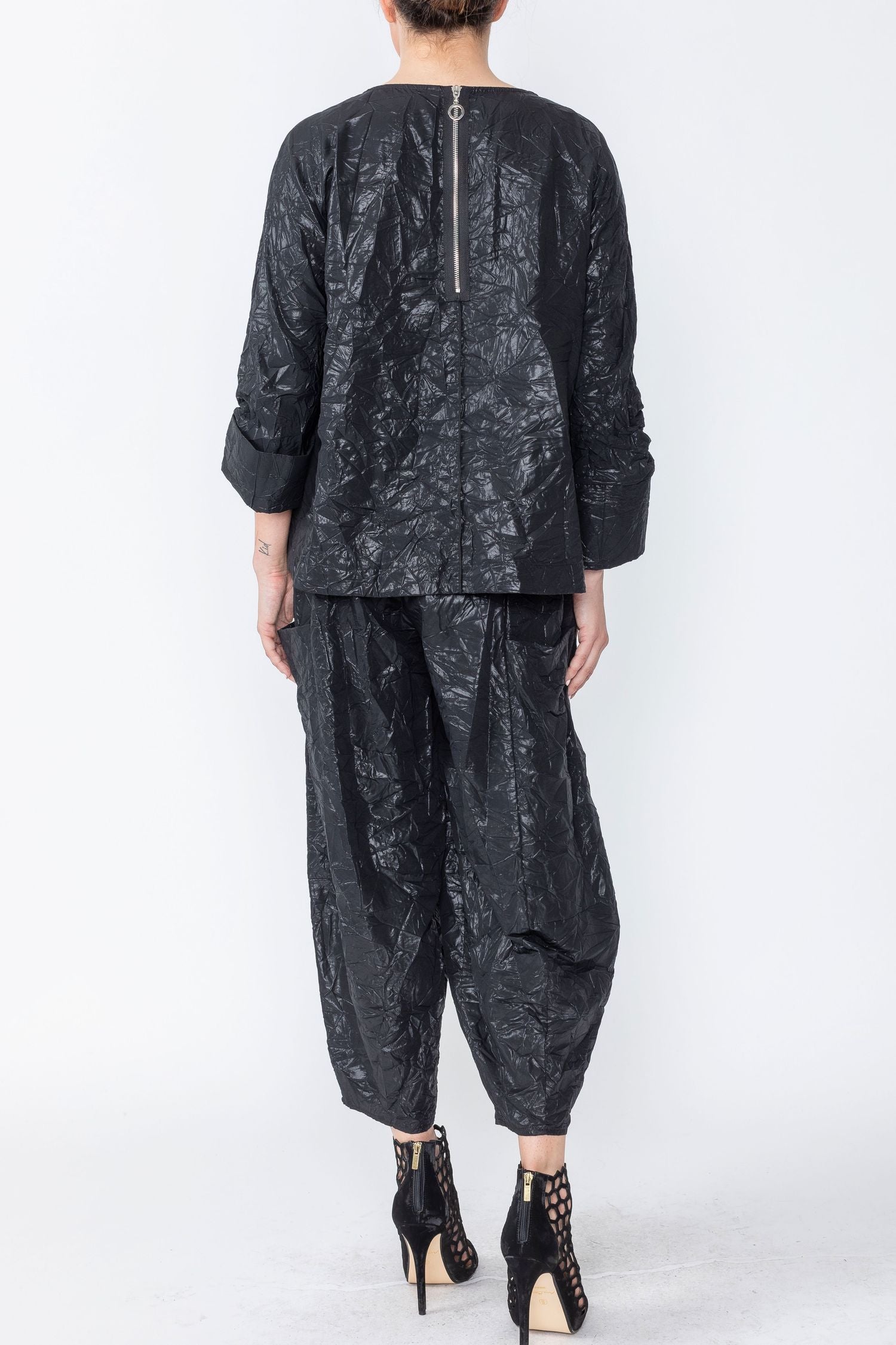 Black Crop Tunic W/ Tie Detail