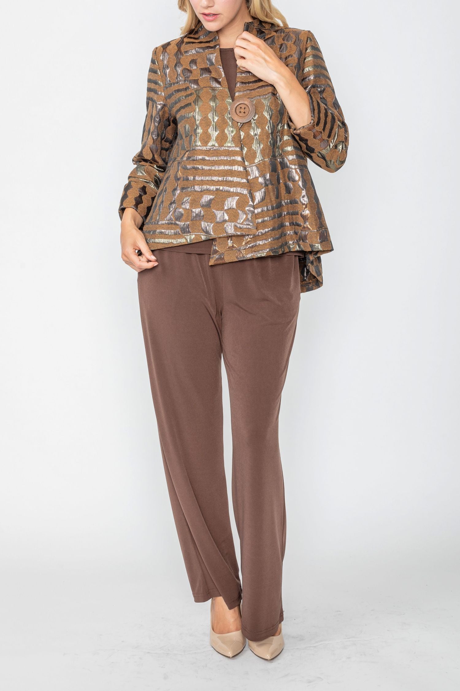 Mocha Mix Metallic Asymmetrical Jacket