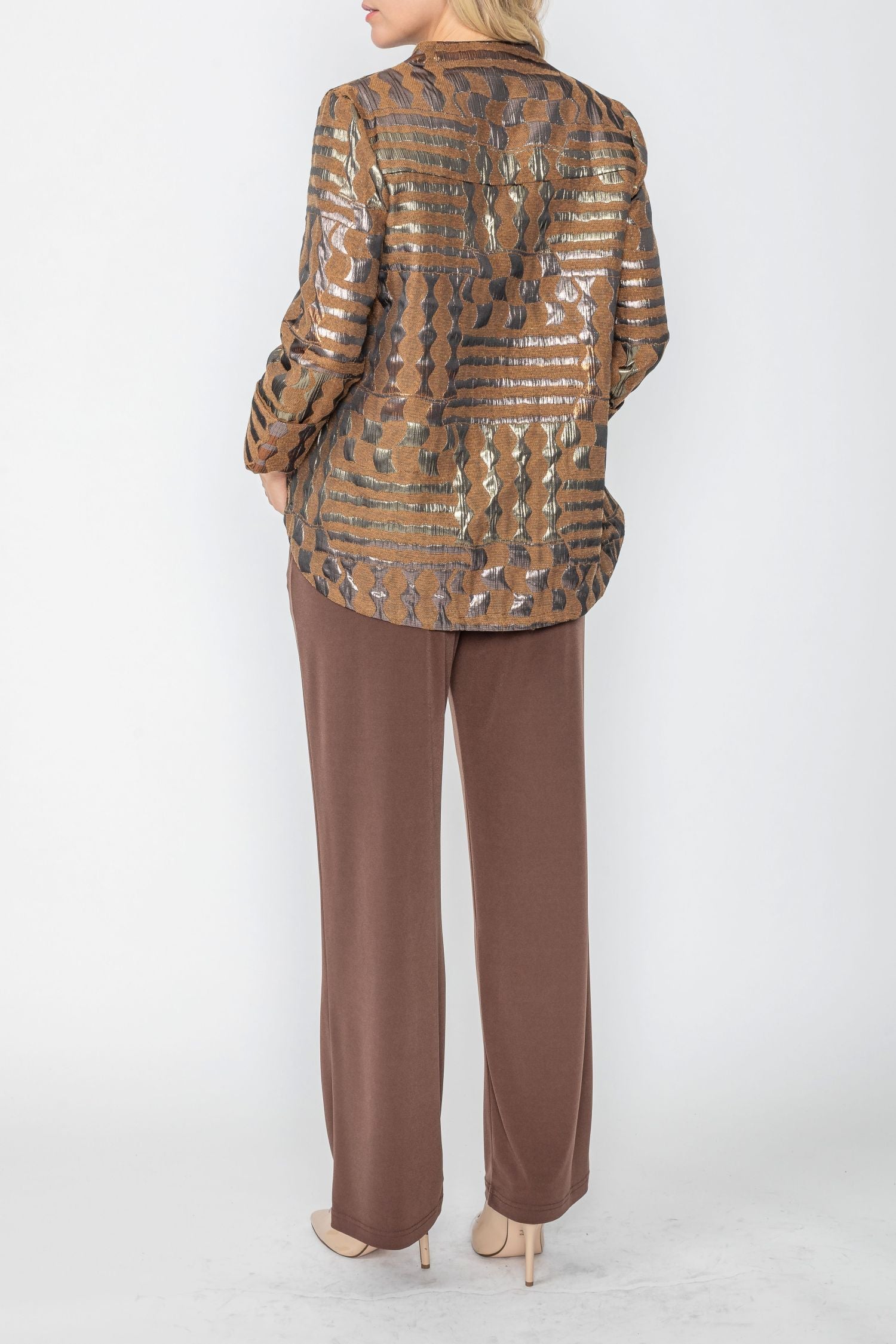 Mocha Mix Metallic Asymmetrical Jacket