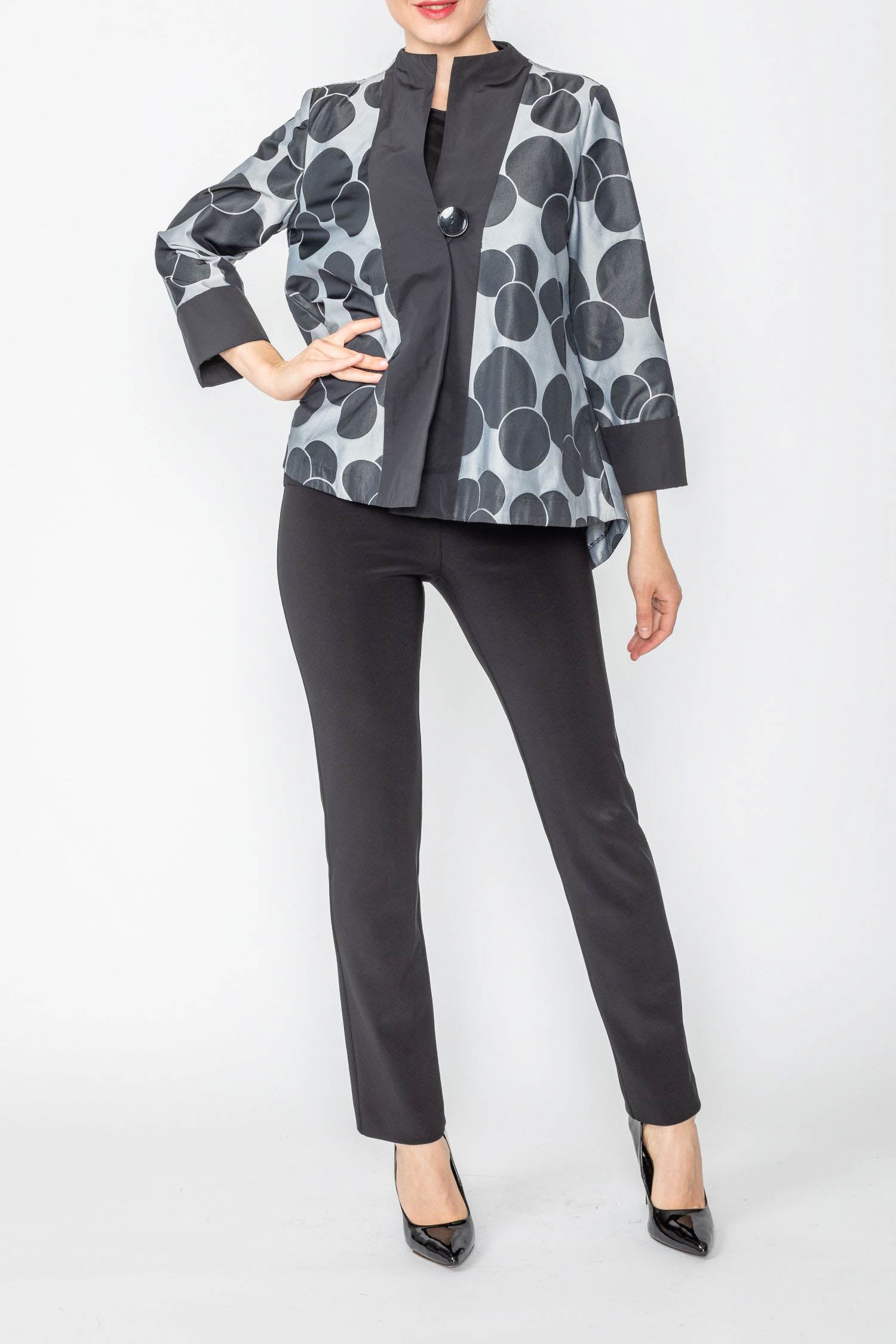 Silver One Button Jacket W/ Circle Cluster