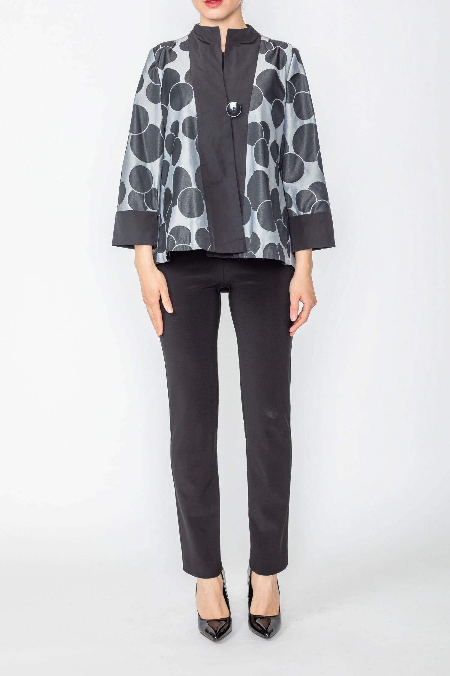 Silver One Button Jacket W/ Circle Cluster