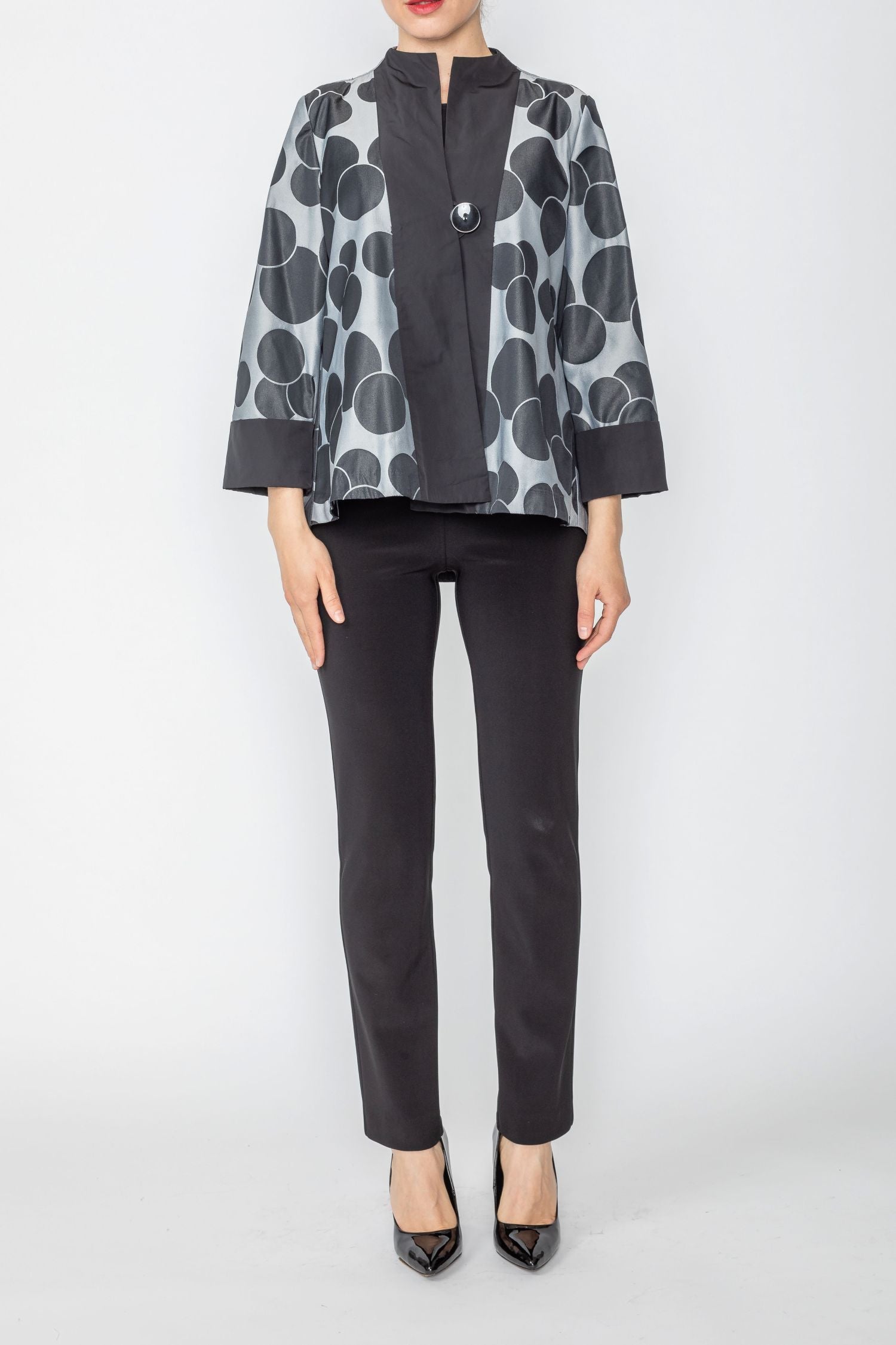 Silver One Button Jacket W/ Circle Cluster