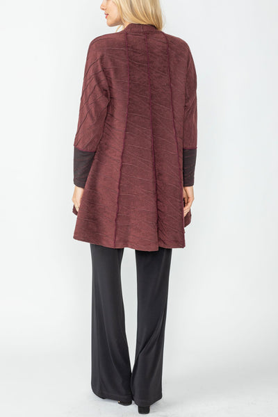 【 新品 】PILE JQ DOLMAN CARDIGAN Dolman Sleeve Open Front Ribbed Trim Longline Cardigan