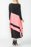 Rose Boat Neck Asymmetrical Layer Mix Dress