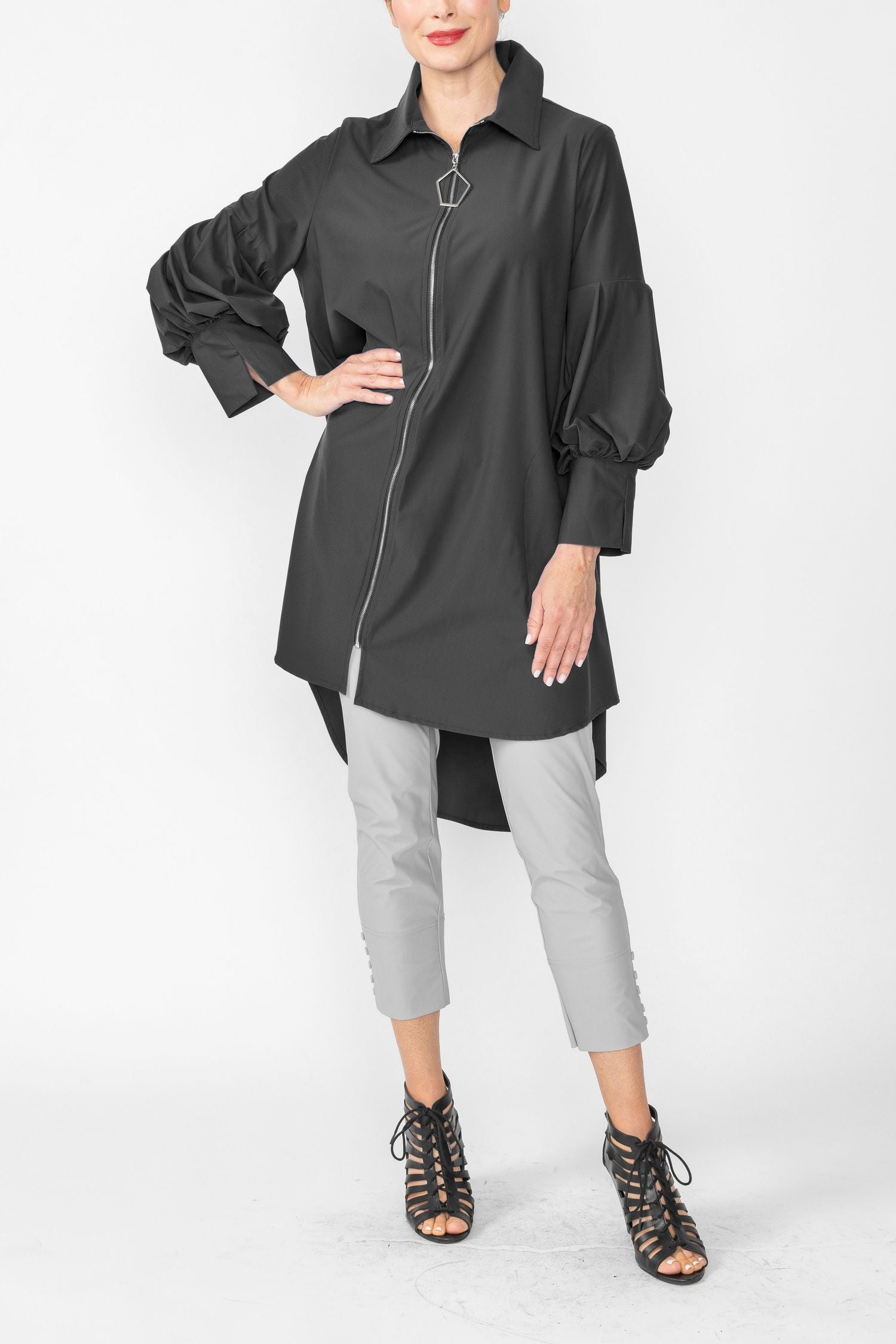 Black Bell Sleeve & Back Yoke Eyelet Point Jacket