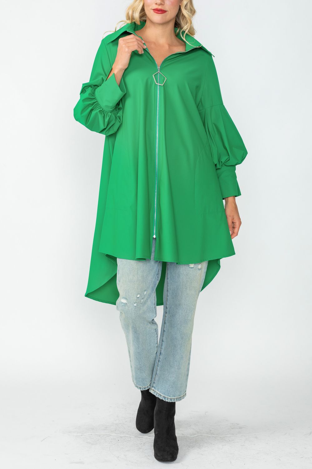 Green Bell Sleeve & Back Yoke Eyelet Point Jacket