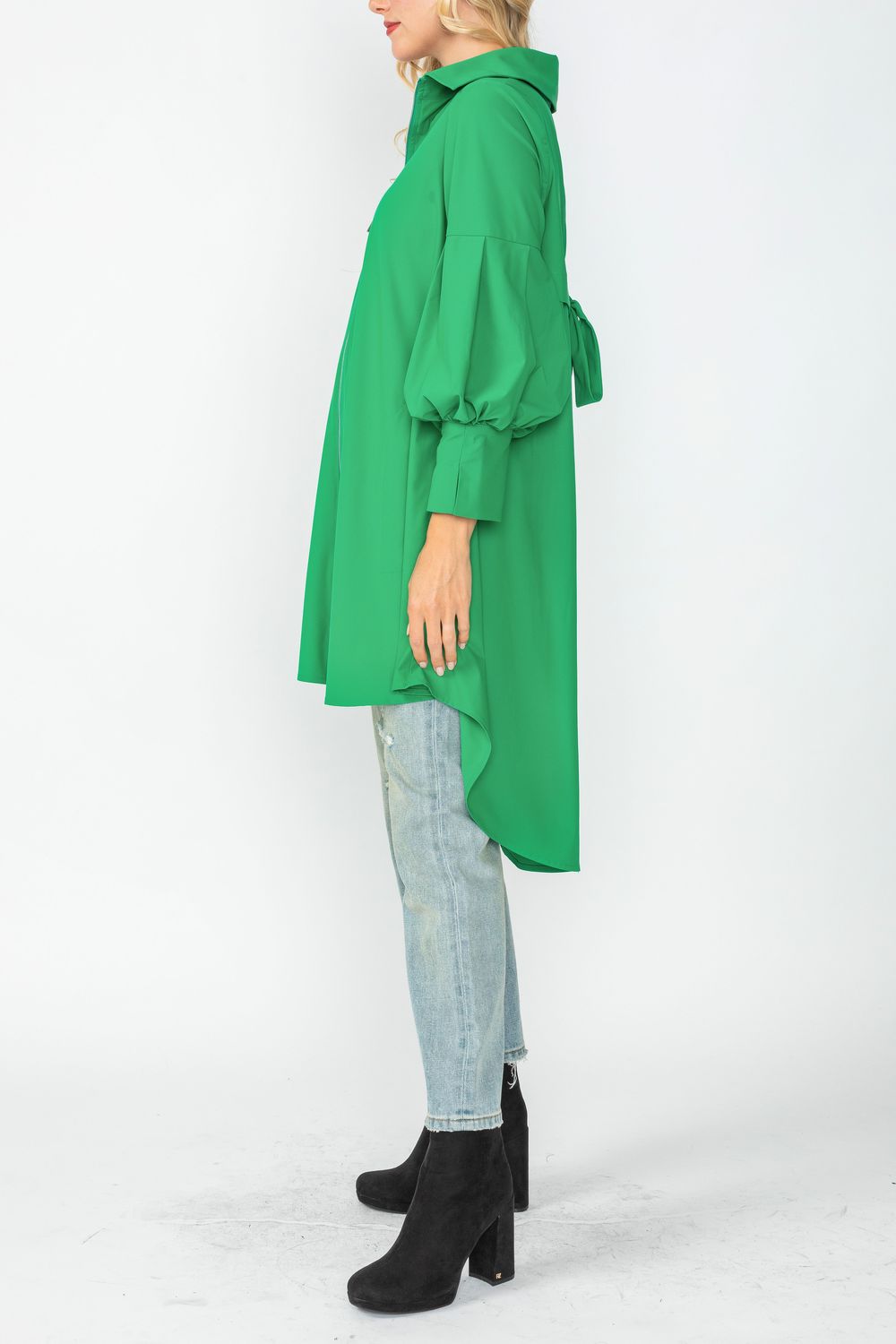 Green Bell Sleeve & Back Yoke Eyelet Point Jacket