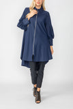 Navy Bell Sleeve & Back Yoke Eyelet Point Jacket