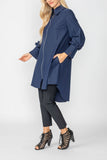 Navy Bell Sleeve & Back Yoke Eyelet Point Jacket