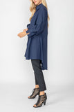 Navy Bell Sleeve & Back Yoke Eyelet Point Jacket