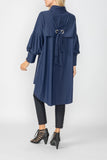 Navy Bell Sleeve & Back Yoke Eyelet Point Jacket