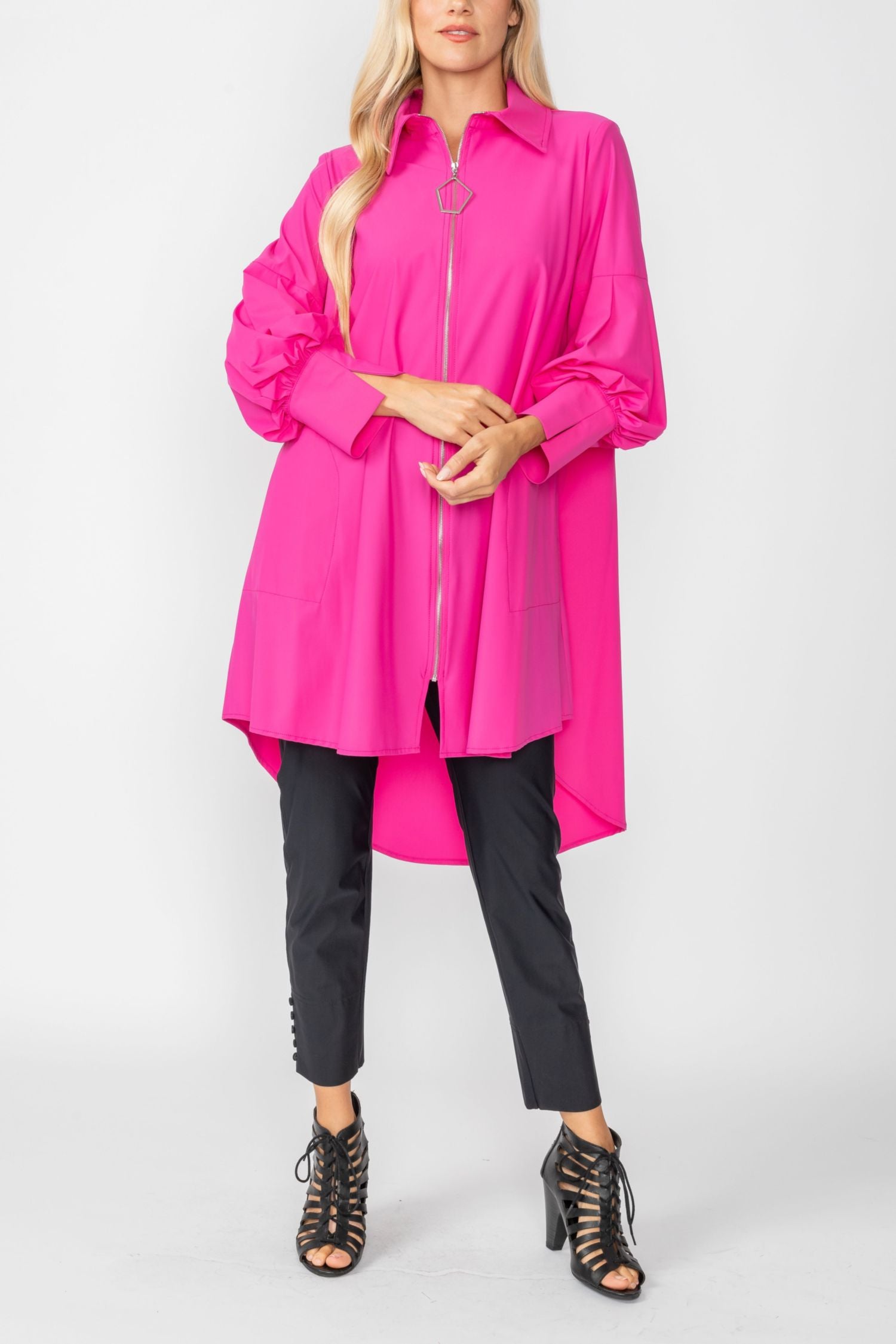 Pink Bell Sleeve & Back Yoke Eyelet Point Jacket