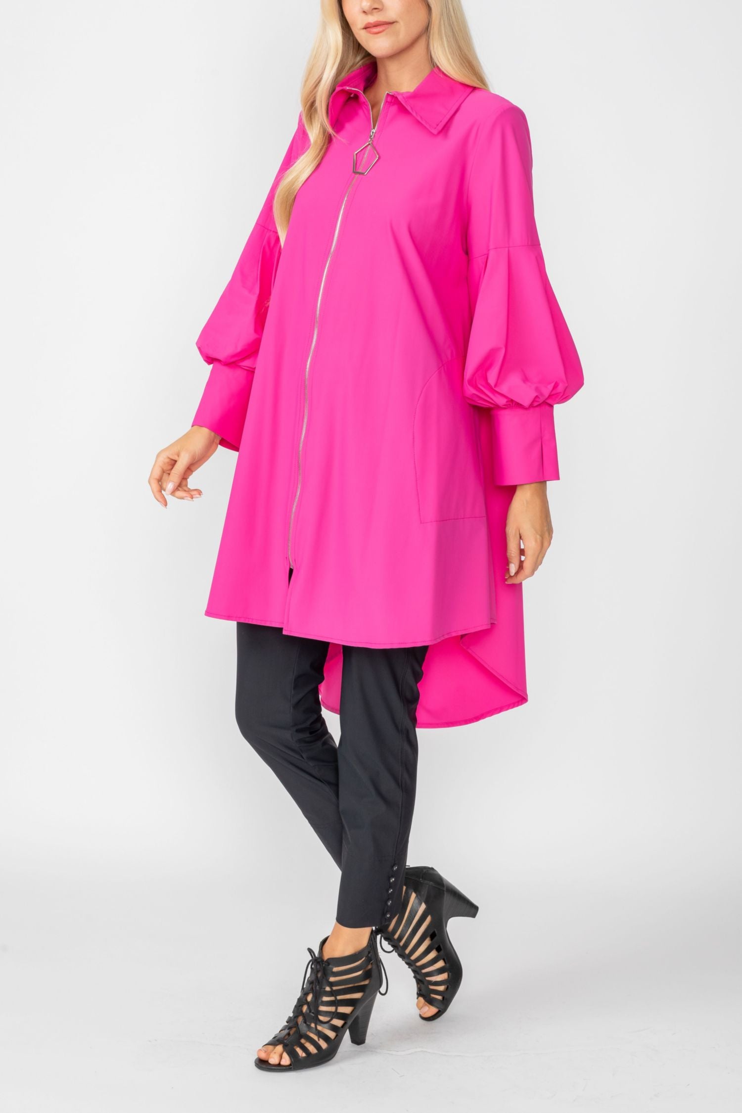 Pink Bell Sleeve & Back Yoke Eyelet Point Jacket