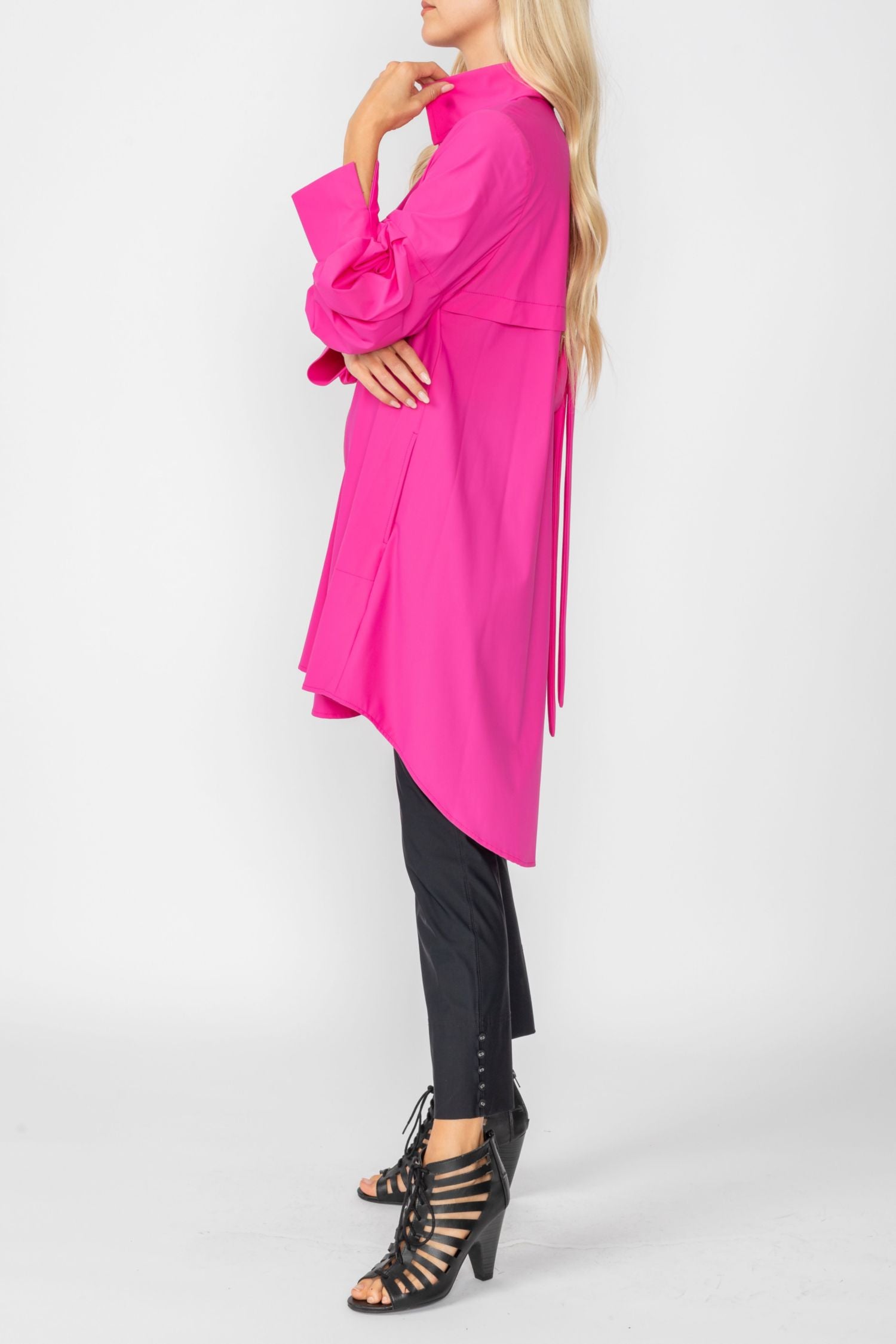 Pink Bell Sleeve & Back Yoke Eyelet Point Jacket