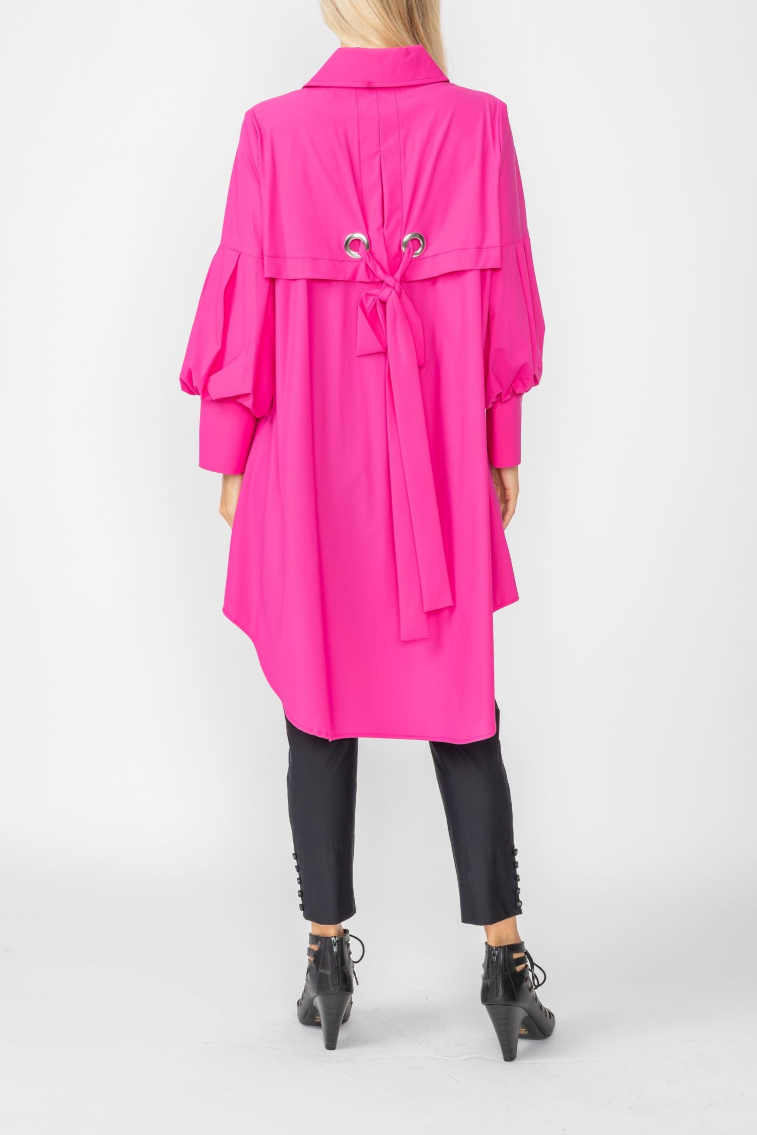 Pink Bell Sleeve & Back Yoke Eyelet Point Jacket