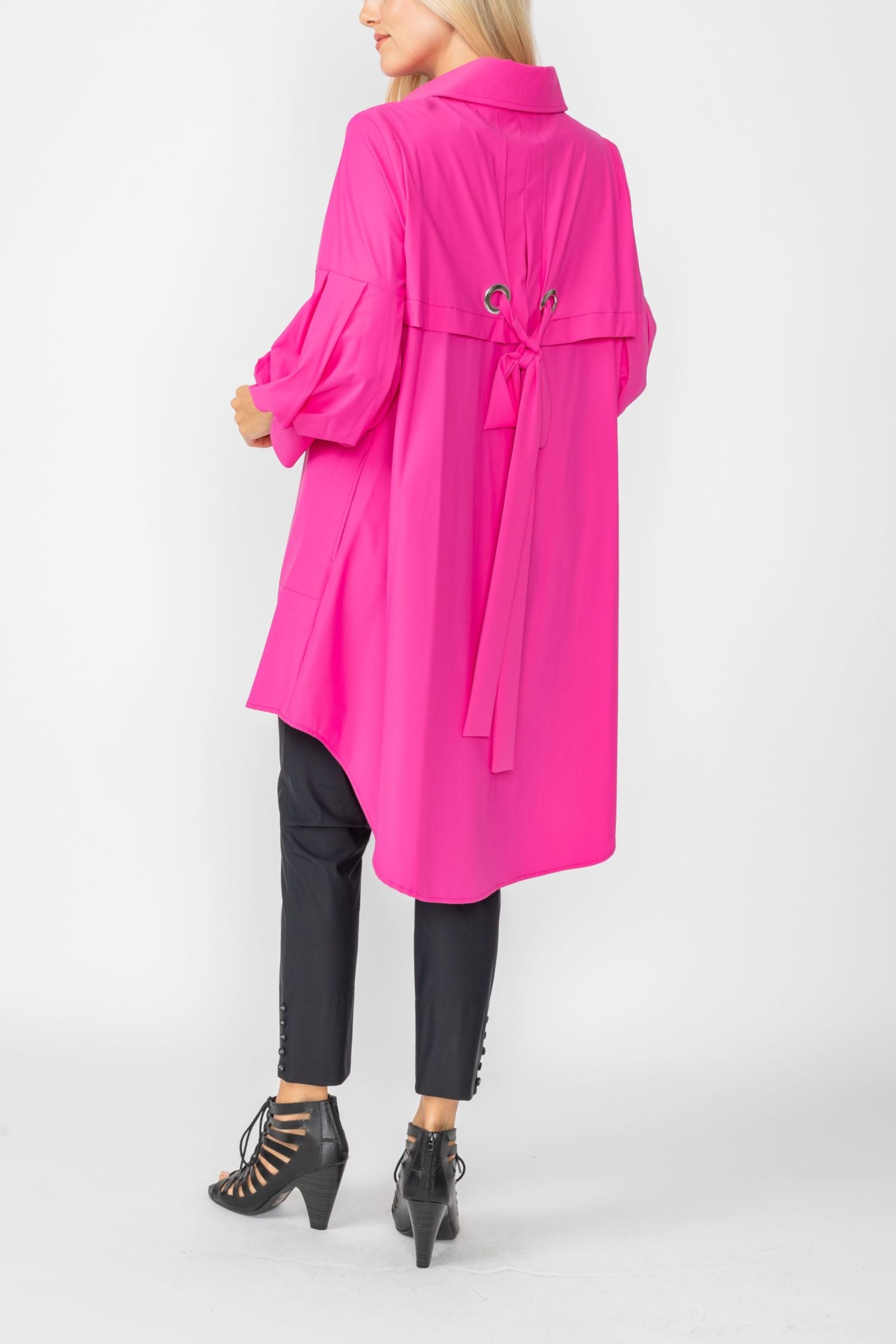 Pink Bell Sleeve & Back Yoke Eyelet Point Jacket