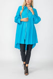 Turquoise Bell Sleeve & Back Yoke Eyelet Point Jacket