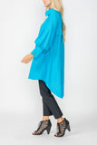 Turquoise Bell Sleeve & Back Yoke Eyelet Point Jacket