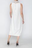 White Organza Stand Collar Sleeveless Ballroom Dress