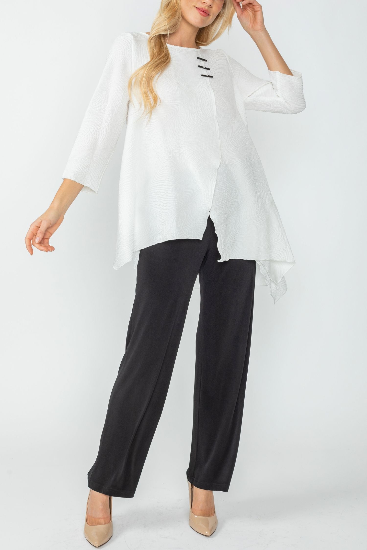 Plus Size White Asymmetrical Layered Tunic Top