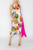 Multi-Color Asymmetrical Color Block Dress