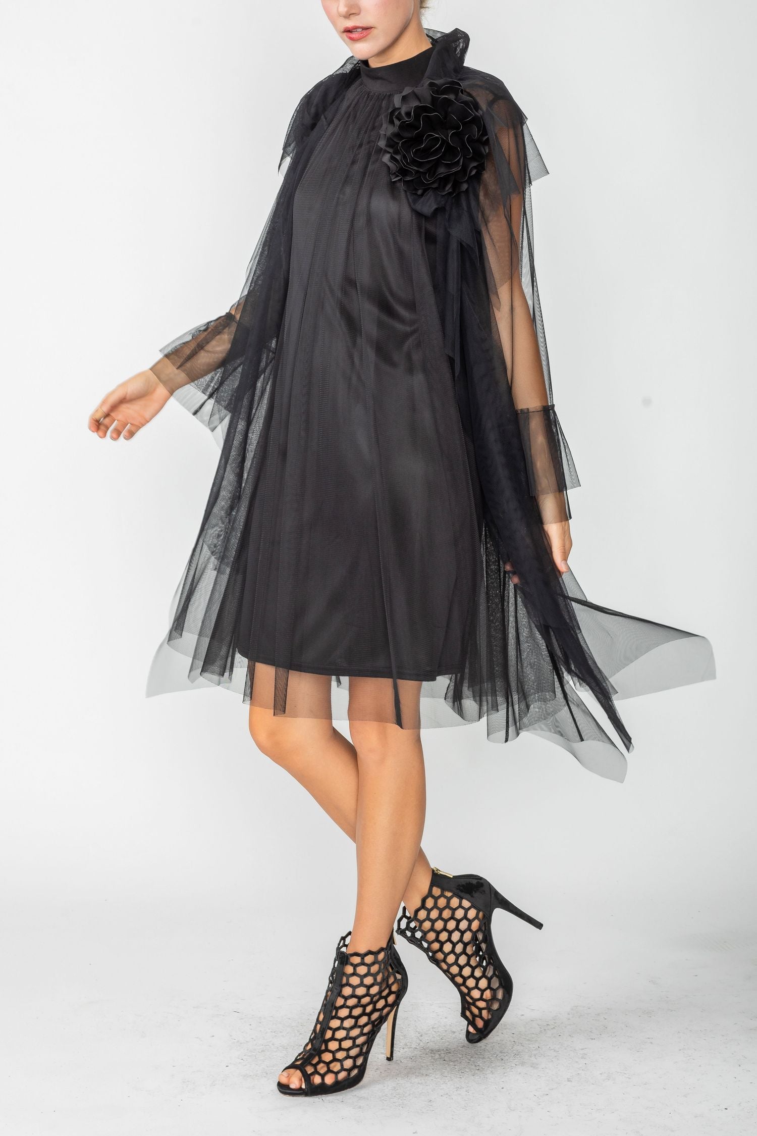 Black Layered See Through Cardigan