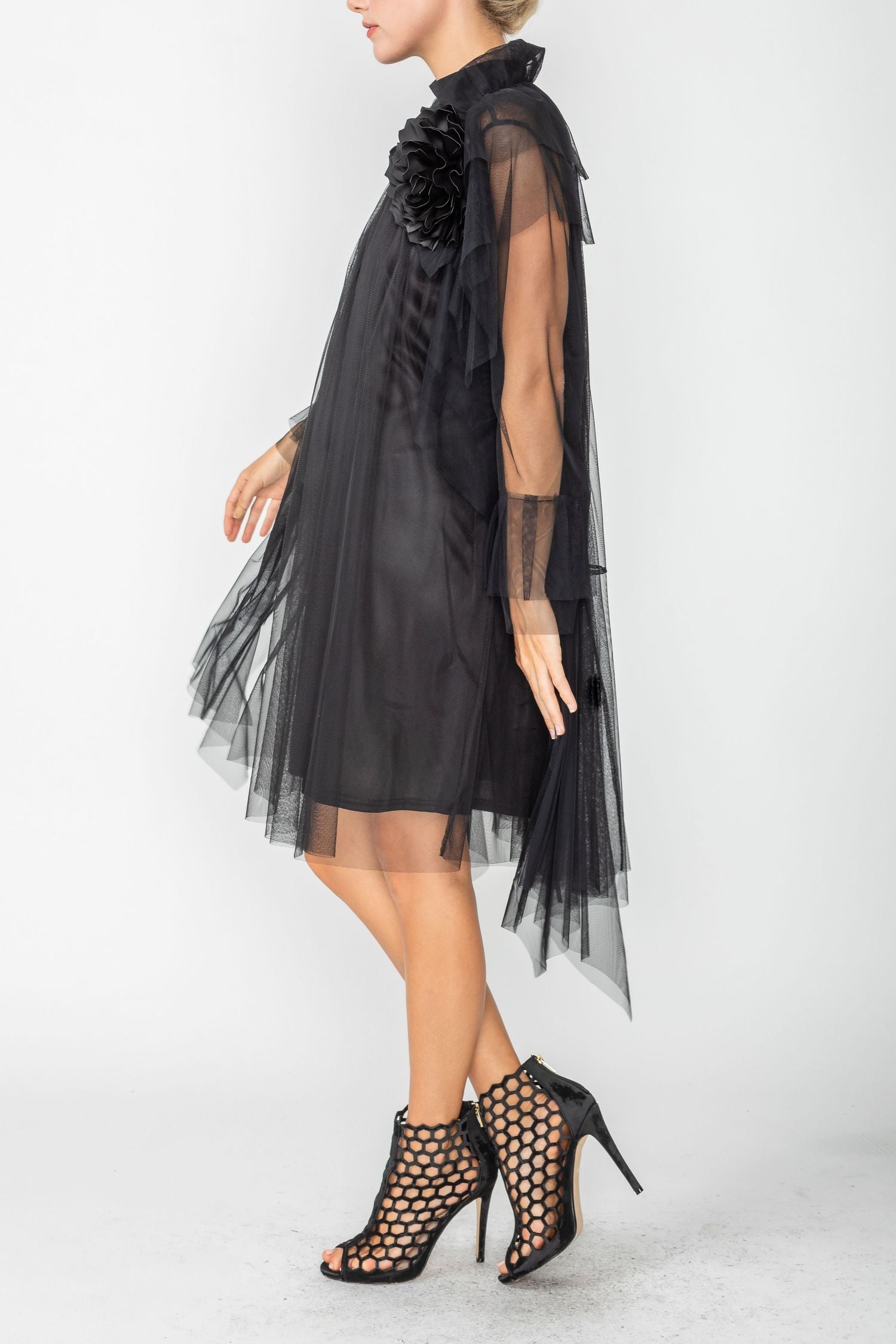 Black Layered See Through Cardigan