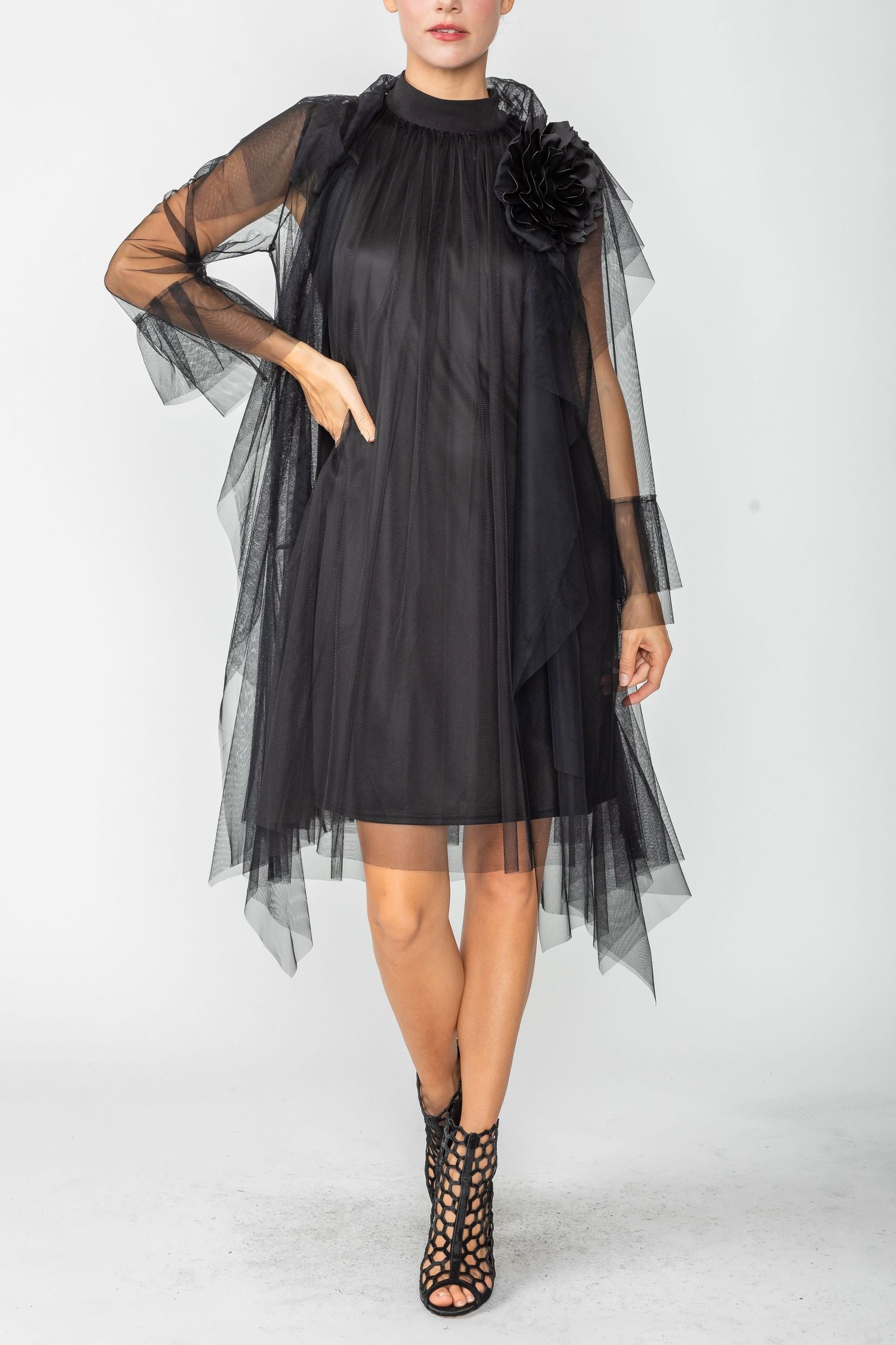 Black Layered See Through Cardigan