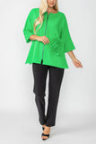Green Zip Up Tunic With Laser Cut