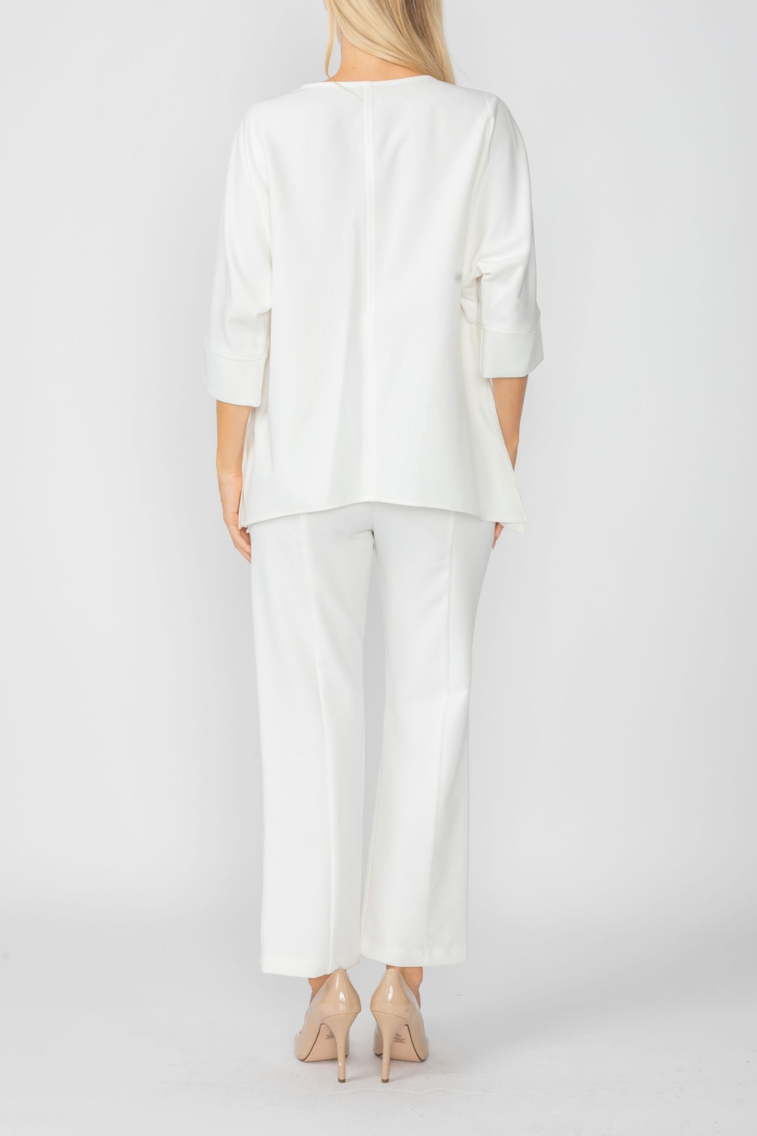 Off White Zip Up Tunic With Laser Cut