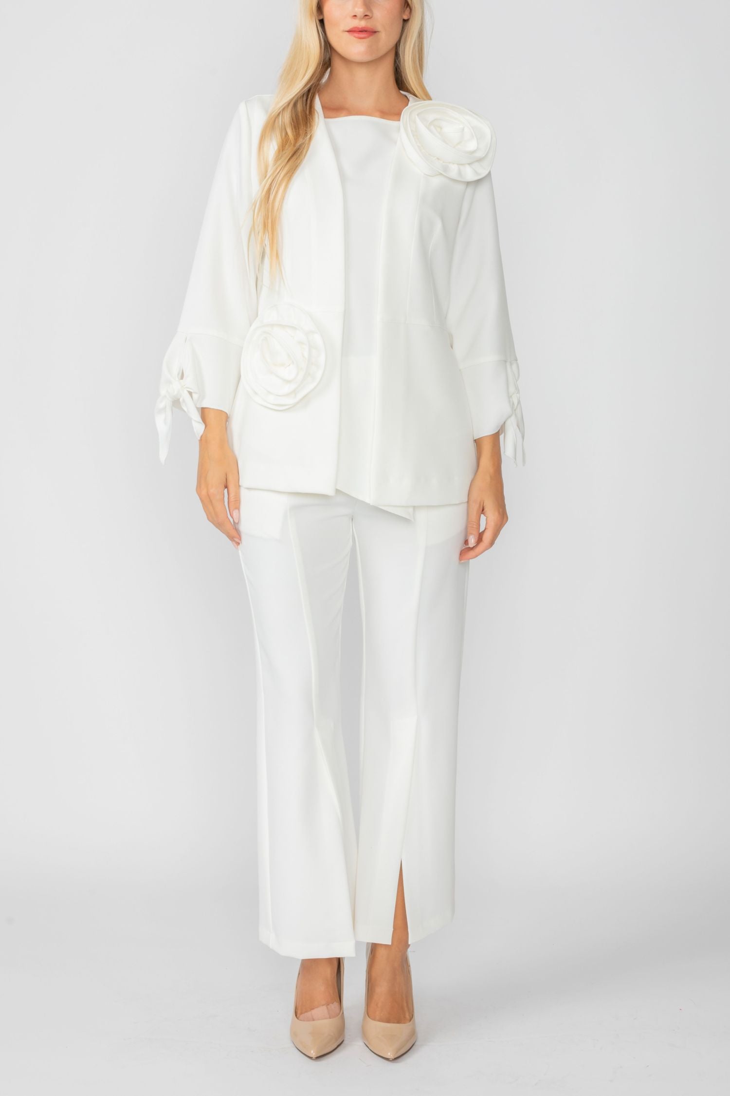 Off White Jacket With Knotted Sleeves
