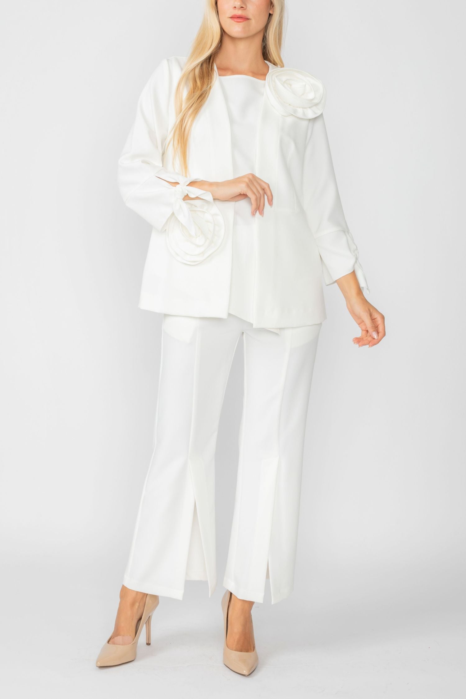 Off White Jacket With Knotted Sleeves