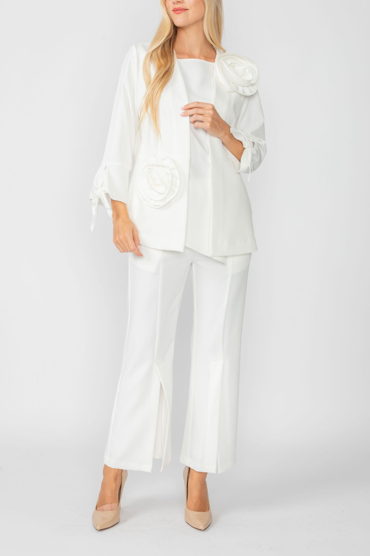 Off White Jacket With Knotted Sleeves