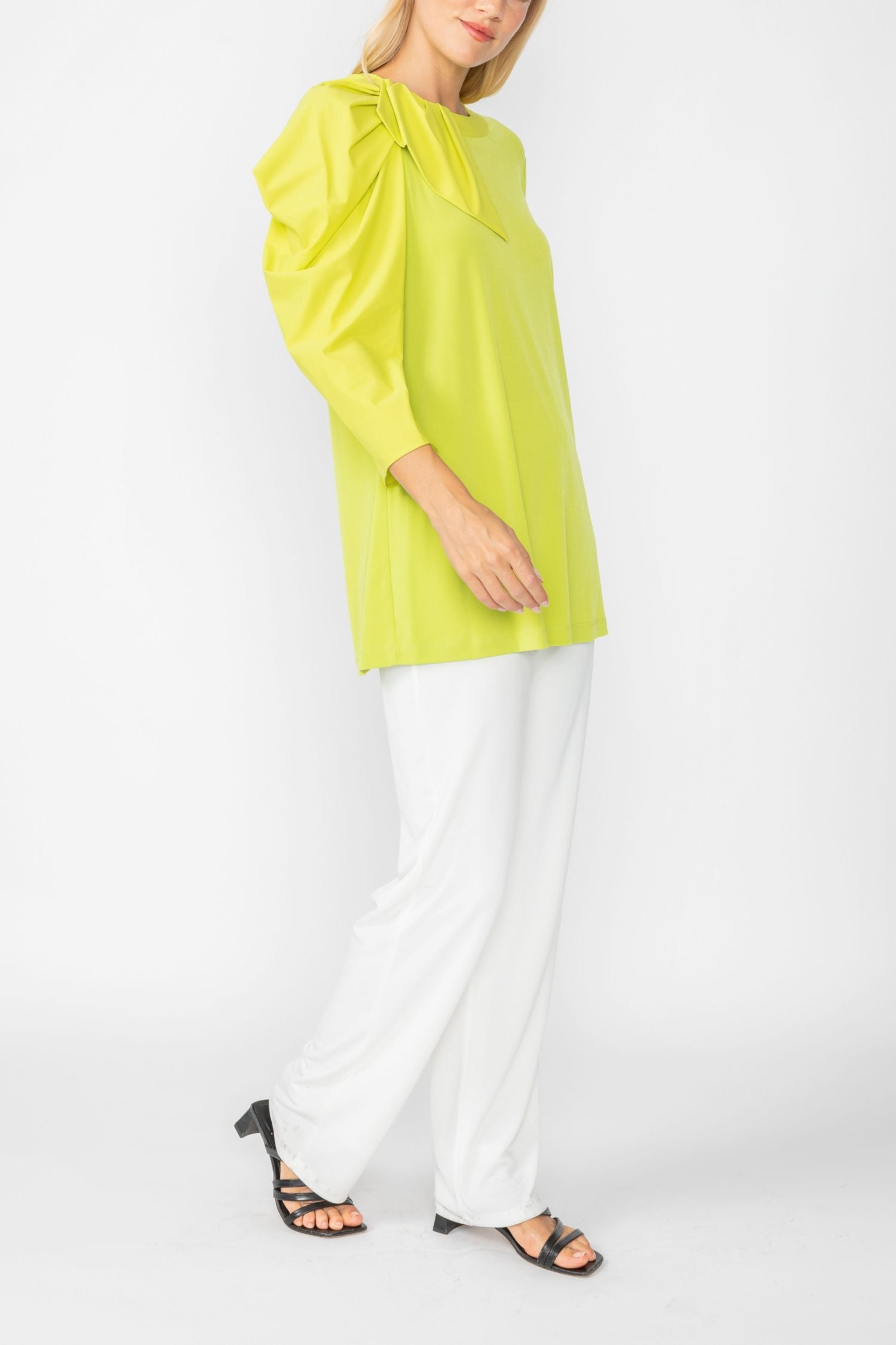 Lime Top W/ Bow Sleeve Detail