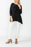 Black Boat Neck Top W/ Rosette