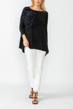 Black Boat Neck Top W/ Rosette