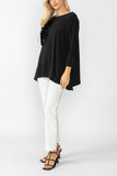 Black Boat Neck Top W/ Rosette