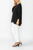 Black Boat Neck Top W/ Rosette