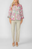 Pink Floral Embo Jacquard Stand Collard 3/4 Sleeve Jacket