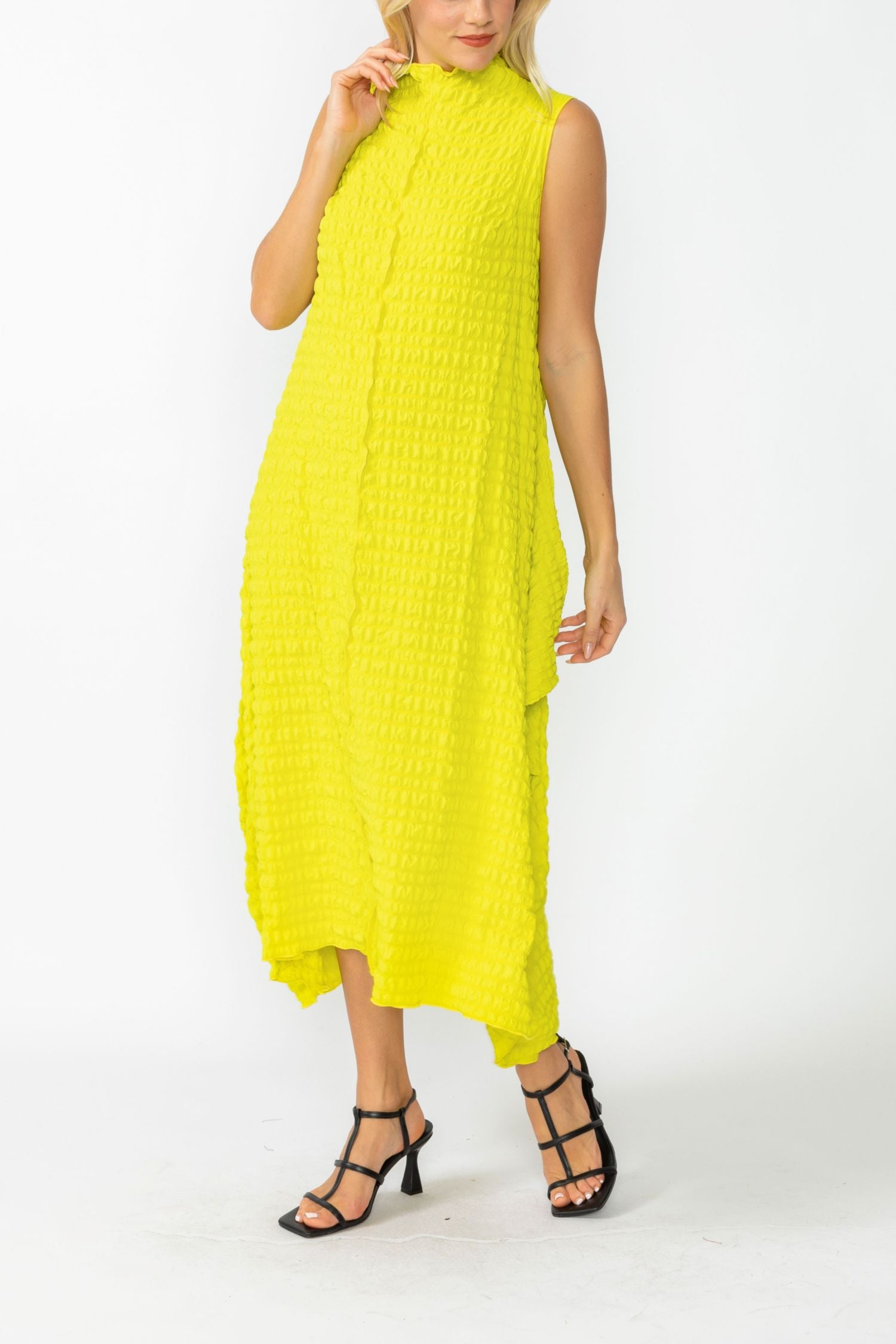 Acid Sleeveless High Neck Textured Dress
