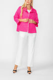 Fuchsia Solid Jacquard Open Front Jacket