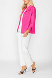 Fuchsia Solid Jacquard Open Front Jacket