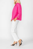 Fuchsia Solid Jacquard Open Front Jacket