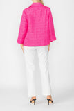 Fuchsia Solid Jacquard Open Front Jacket