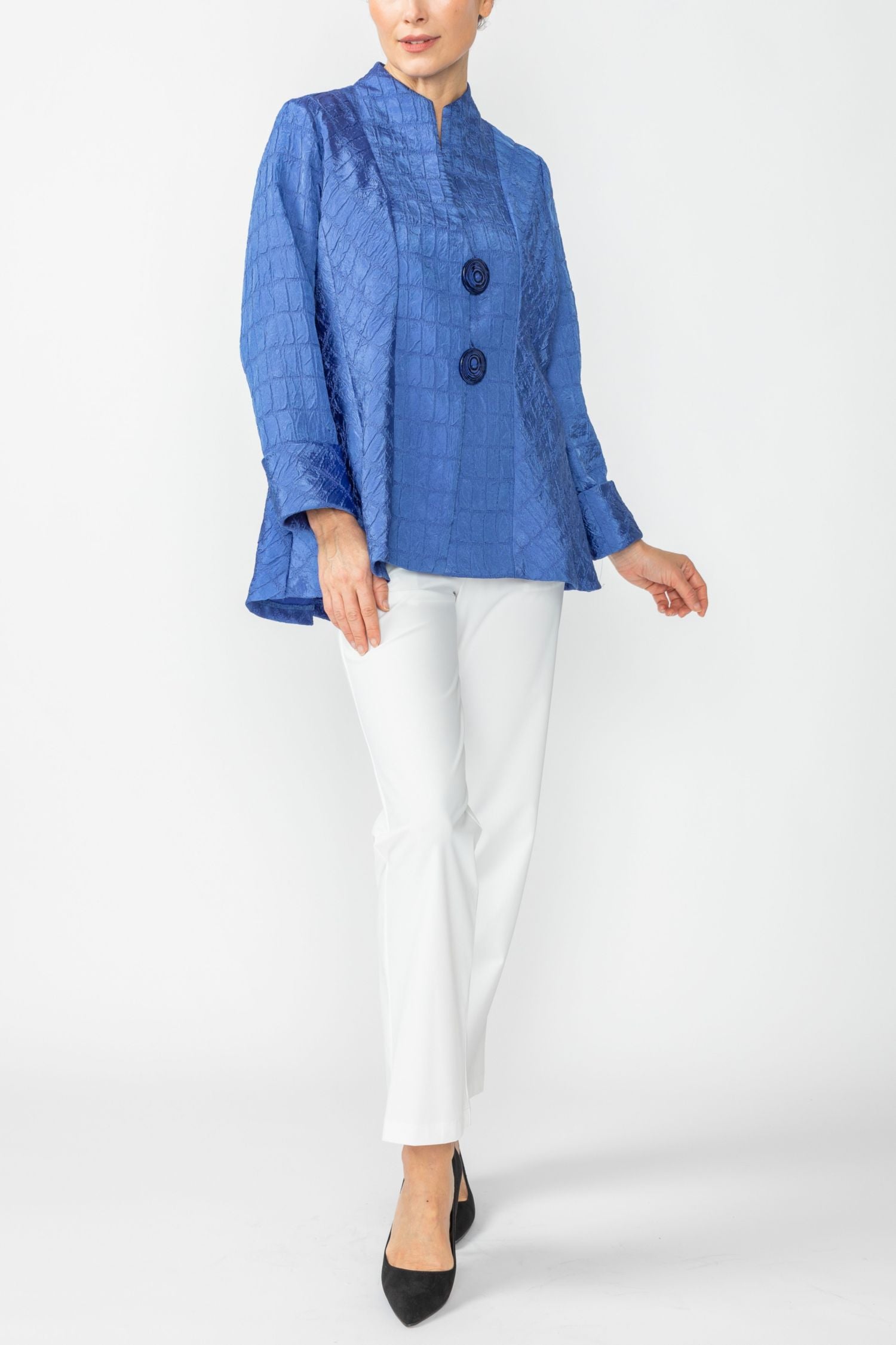 Blue Solid Square Jacket