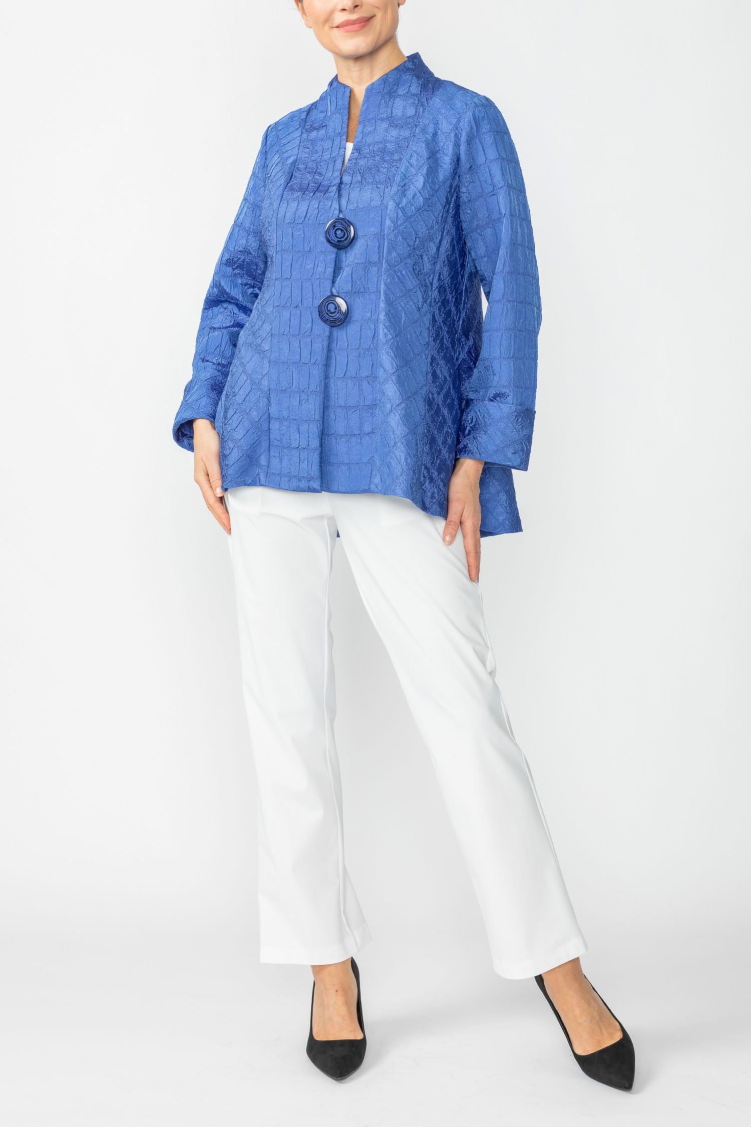 Blue Solid Square Jacket