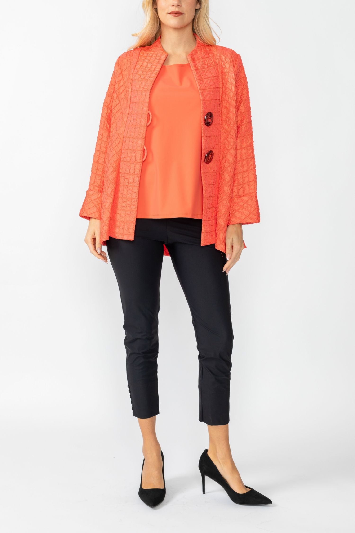 Coral Solid Square Jacket